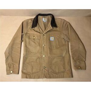 Carhartt Chore Jacket Brown Tan Men's State Coat RRP Small Pockets Buttons
